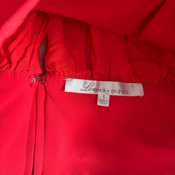 Lovers + Friends Red Strapless Bustier Style Lace Hem Blouse Small - Picture 2 of 8